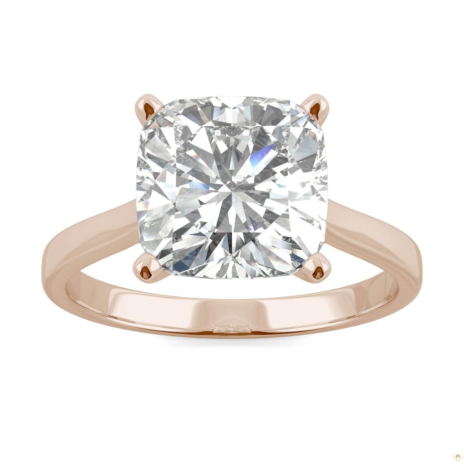 3.30 CTW   Cushion Moissanite Engagement Ring in 14K Rose Gold