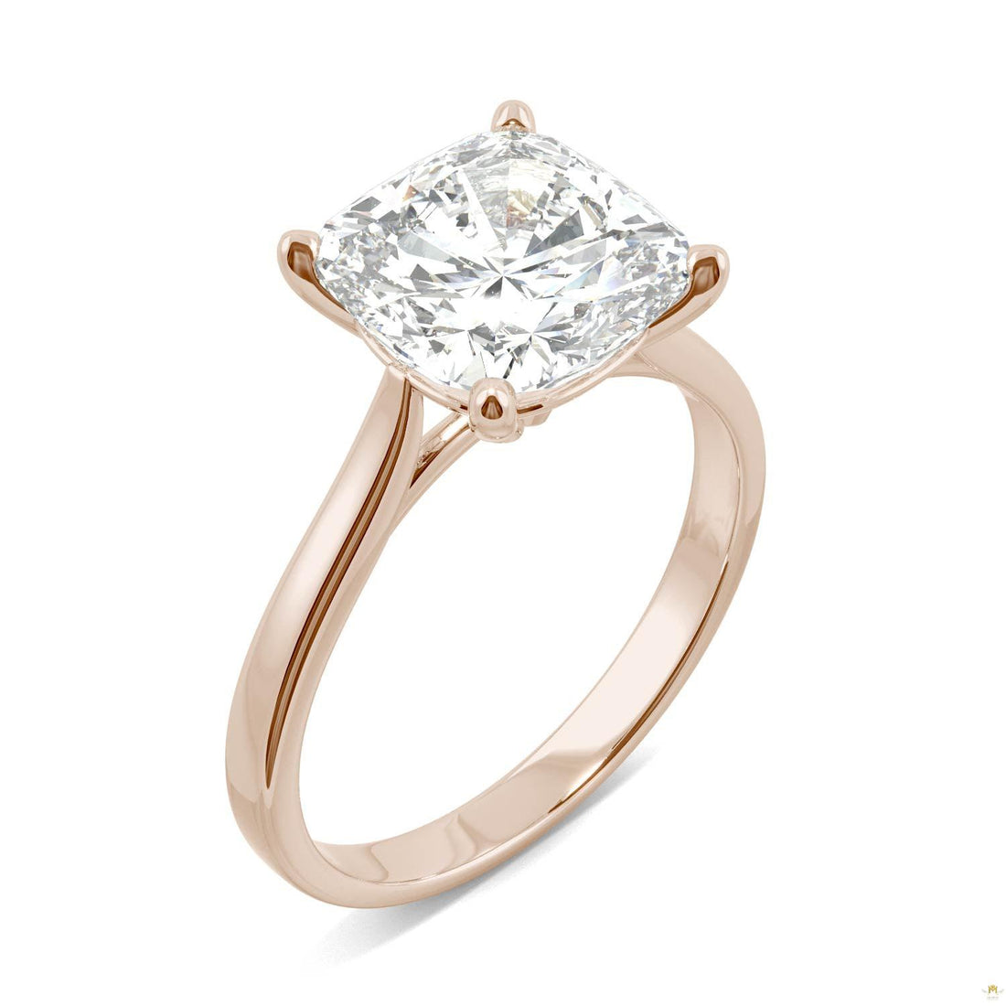 3.30 CTW   Cushion Moissanite Engagement Ring in 14K Rose Gold