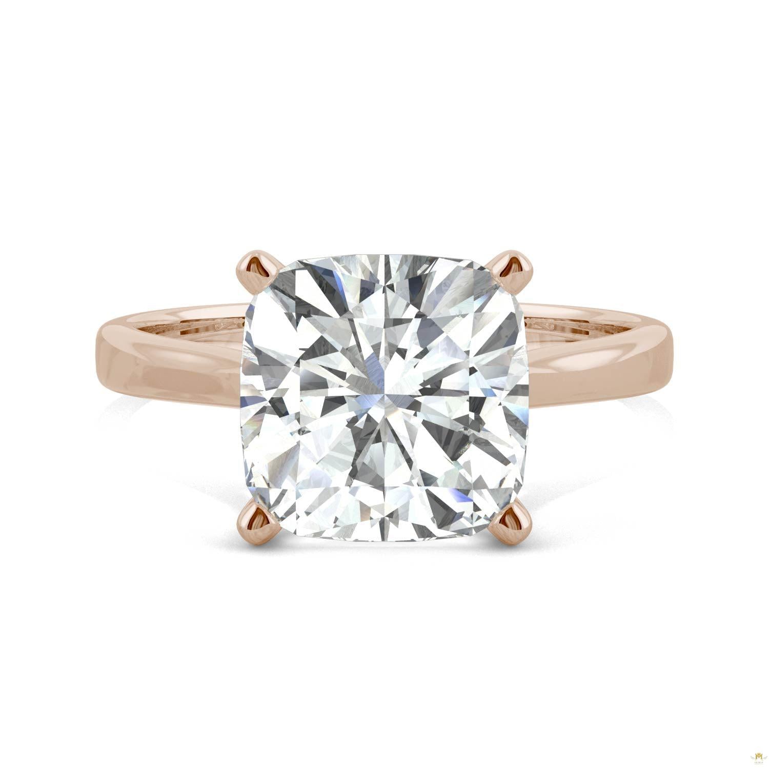3.30 CTW   Cushion Moissanite Engagement Ring in 14K Rose Gold