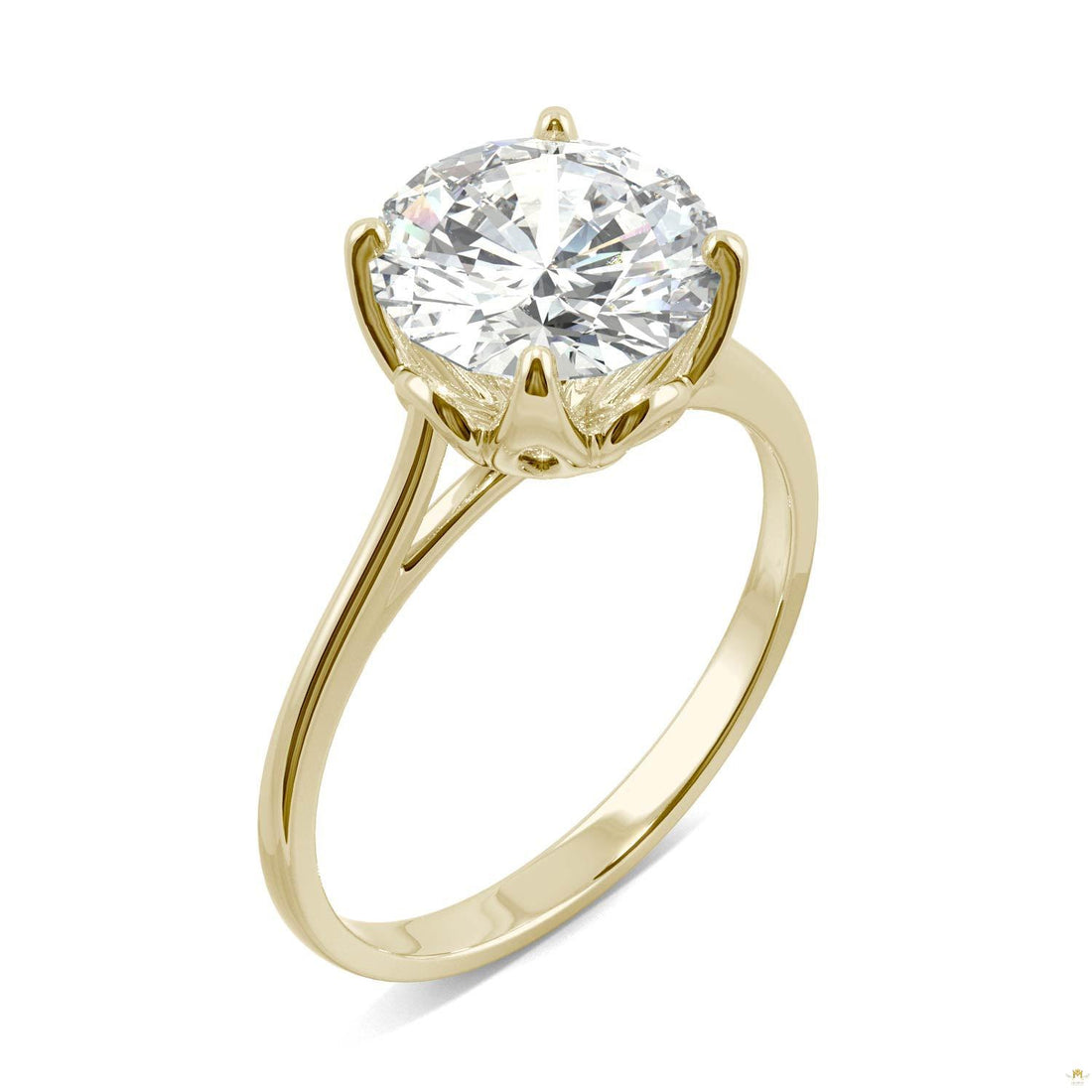 2.70 CTW   Round Moissanite Engagement Ring in 14K Yellow Gold