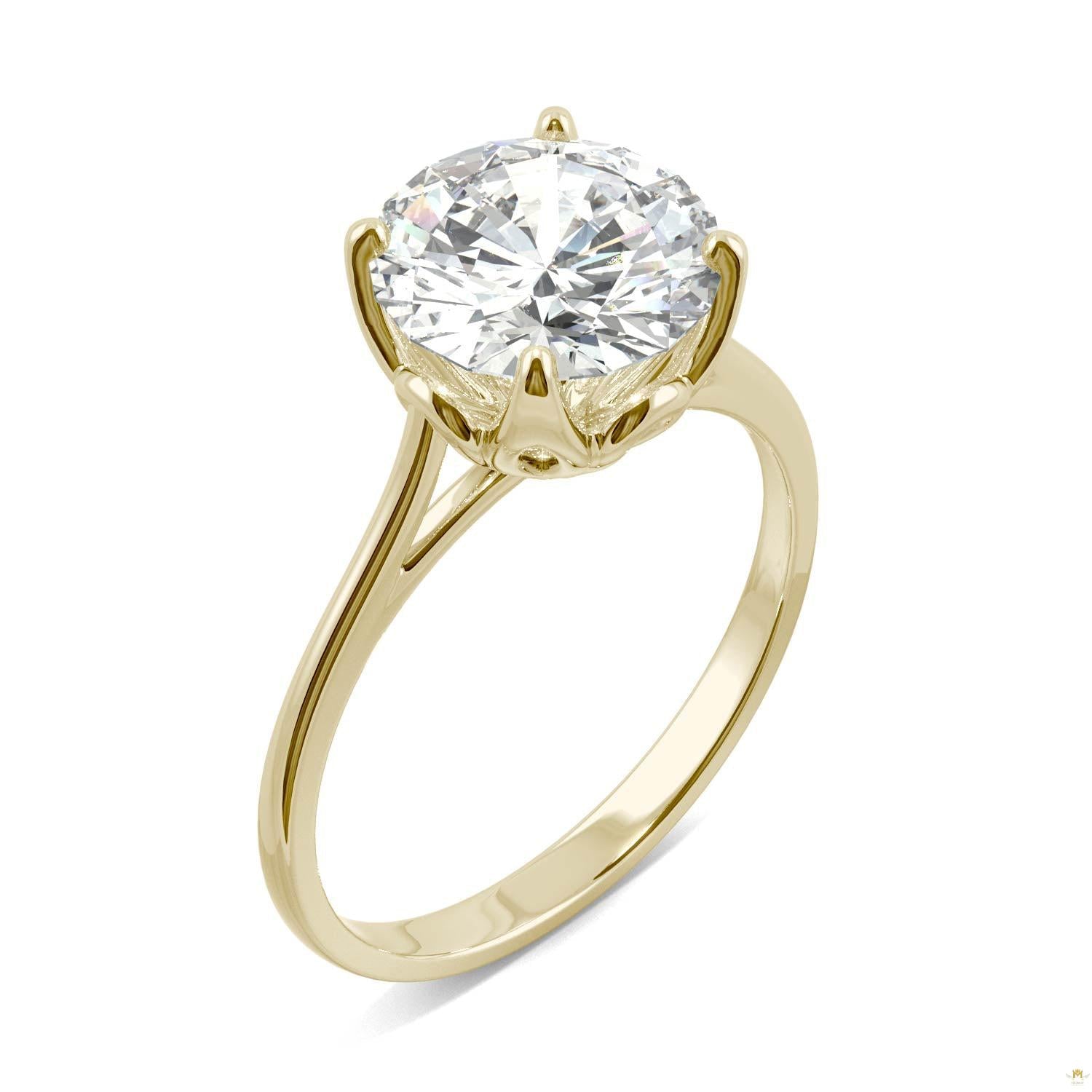 2.70 CTW   Round Moissanite Engagement Ring in 14K Yellow Gold