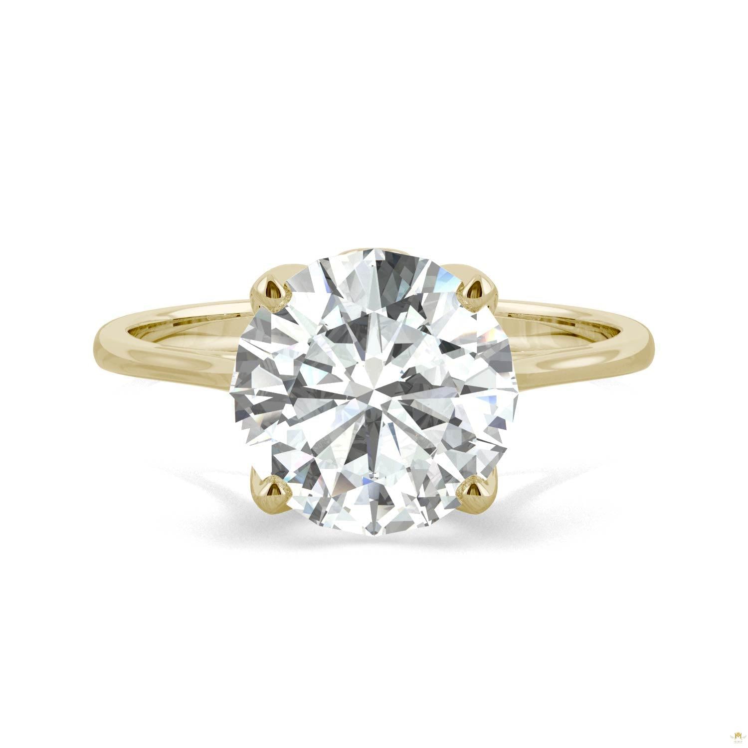2.70 CTW   Round Moissanite Engagement Ring in 14K Yellow Gold