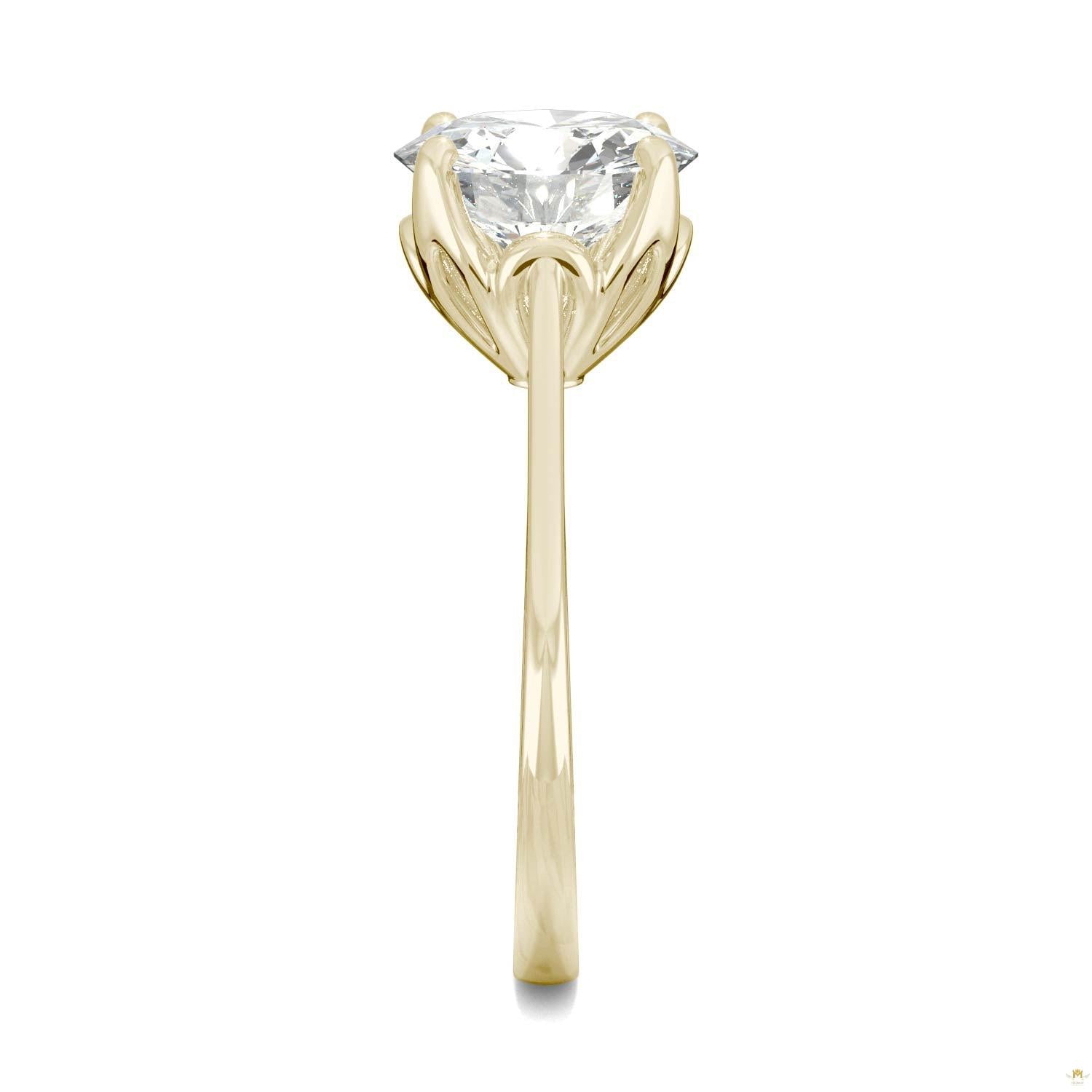 2.70 CTW   Round Moissanite Engagement Ring in 14K Yellow Gold