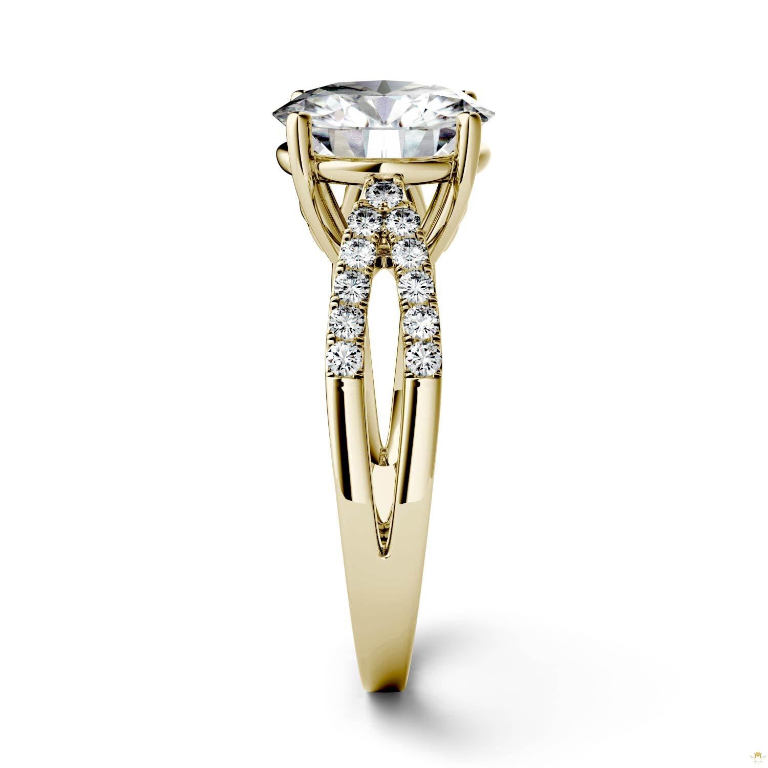2.92 CTW   Round Moissanite Engagement Ring in 14K Yellow Gold