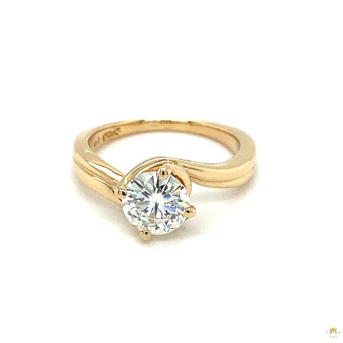 1.00 CTW   Round Near-Colorless Moissanite Solitaire Engagement Ring in 14K Gold