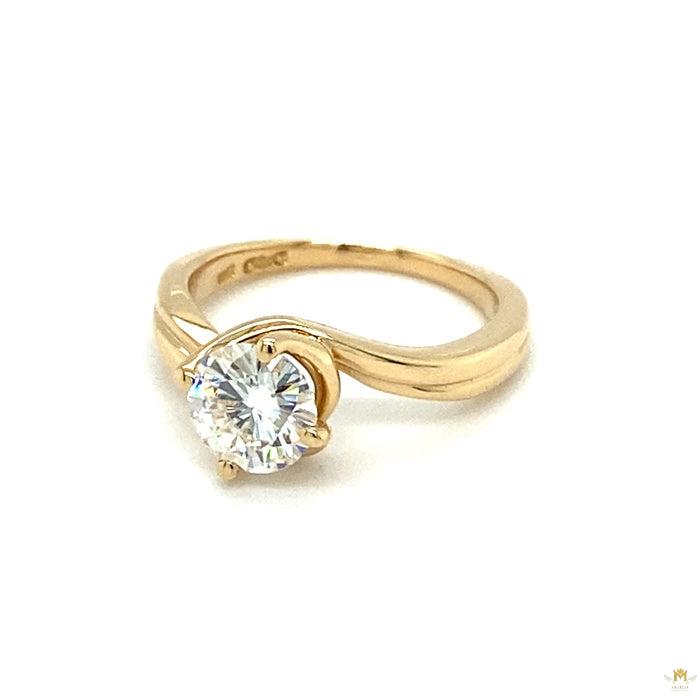 1.00 CTW   Round Near-Colorless Moissanite Solitaire Engagement Ring in 14K Gold