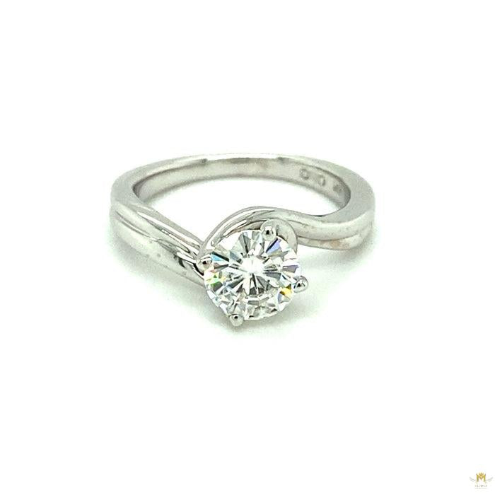 1.00 CTW   Round Near-Colorless Moissanite Solitaire Engagement Ring in 14K Gold