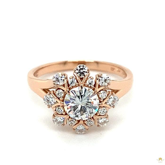 1.52 CTW   Round Near-Colorless Moissanite Halo Ring in 14K Rose Gold