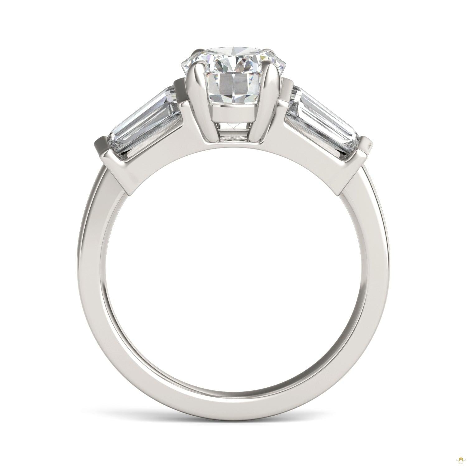 3.26 CTW   Oval Moissanite Five Stone Ring in 14K White Gold