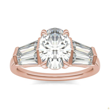 3.26 CTW   Oval Moissanite Five Stone Ring in 14K Rose Gold