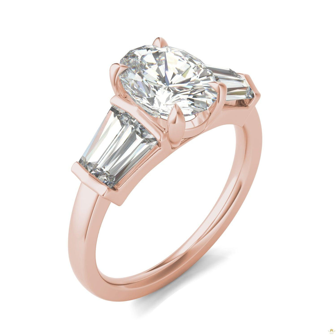 3.26 CTW   Oval Moissanite Five Stone Ring in 14K Rose Gold