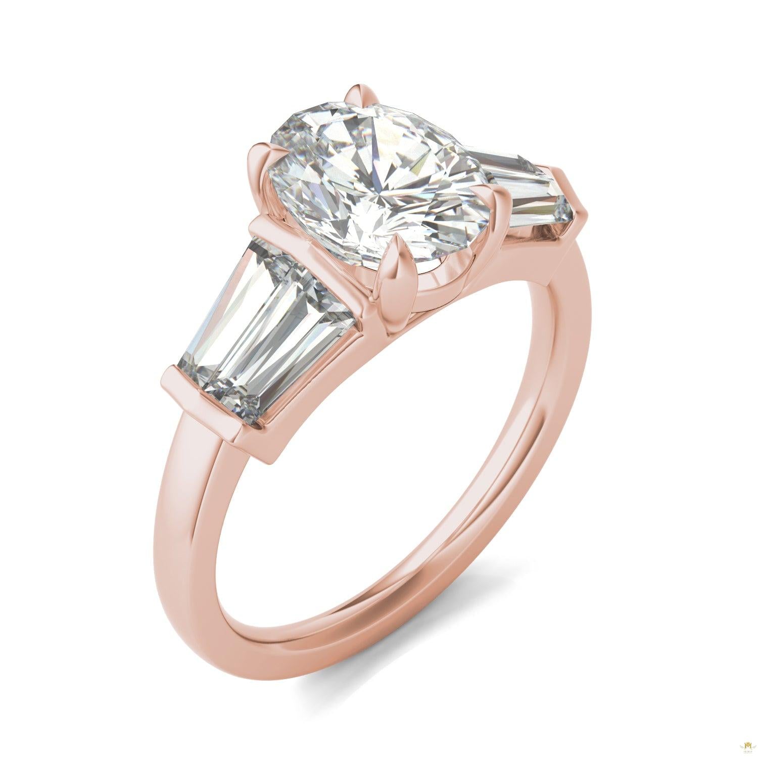 3.26 CTW   Oval Moissanite Five Stone Ring in 14K Rose Gold