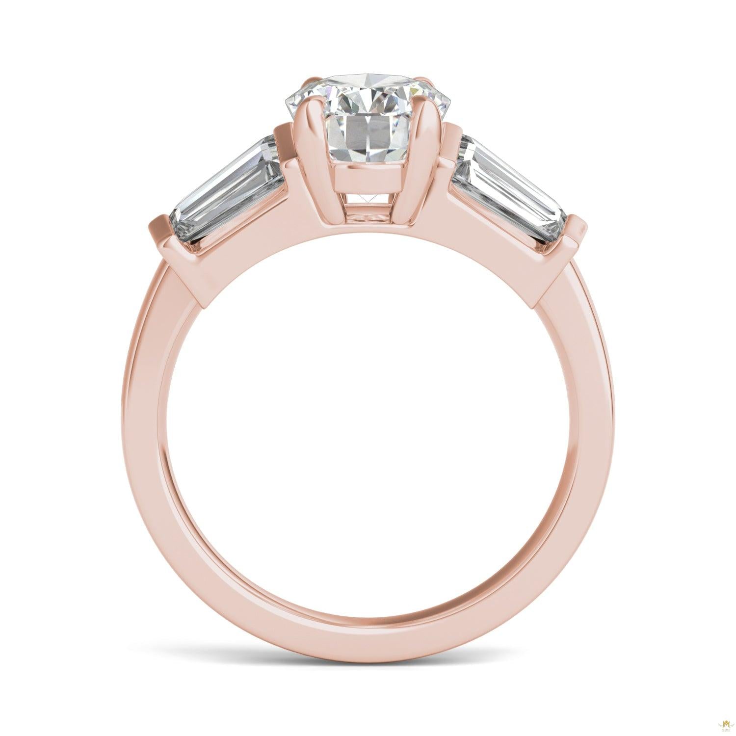 3.26 CTW   Oval Moissanite Five Stone Ring in 14K Rose Gold