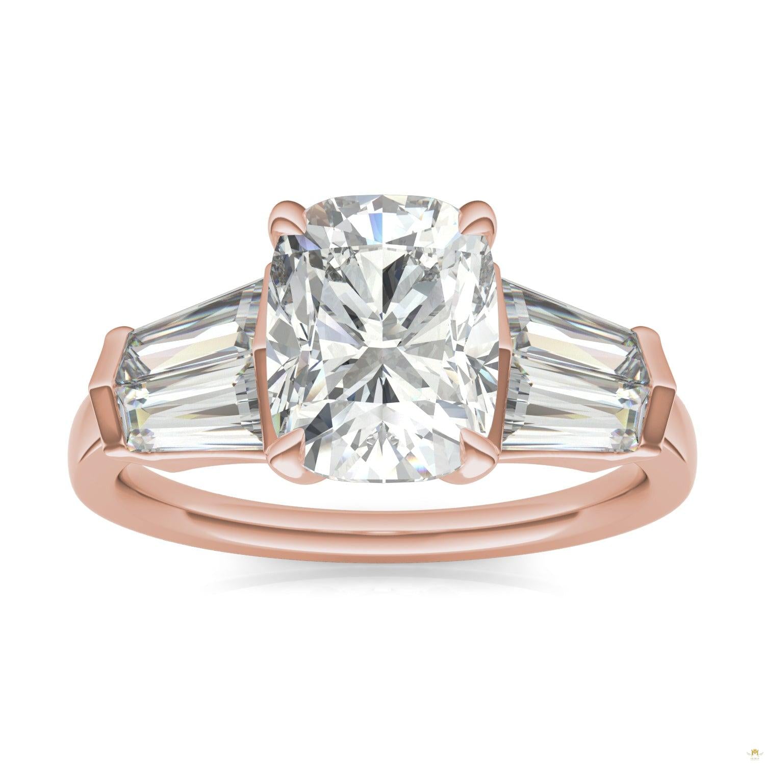 3.46 CTW   Elongated Cushion Moissanite Five Stone Ring in 14K Rose Gold