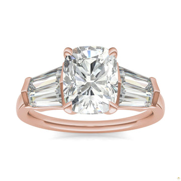 3.46 CTW   Elongated Cushion Moissanite Five Stone Ring in 14K Rose Gold