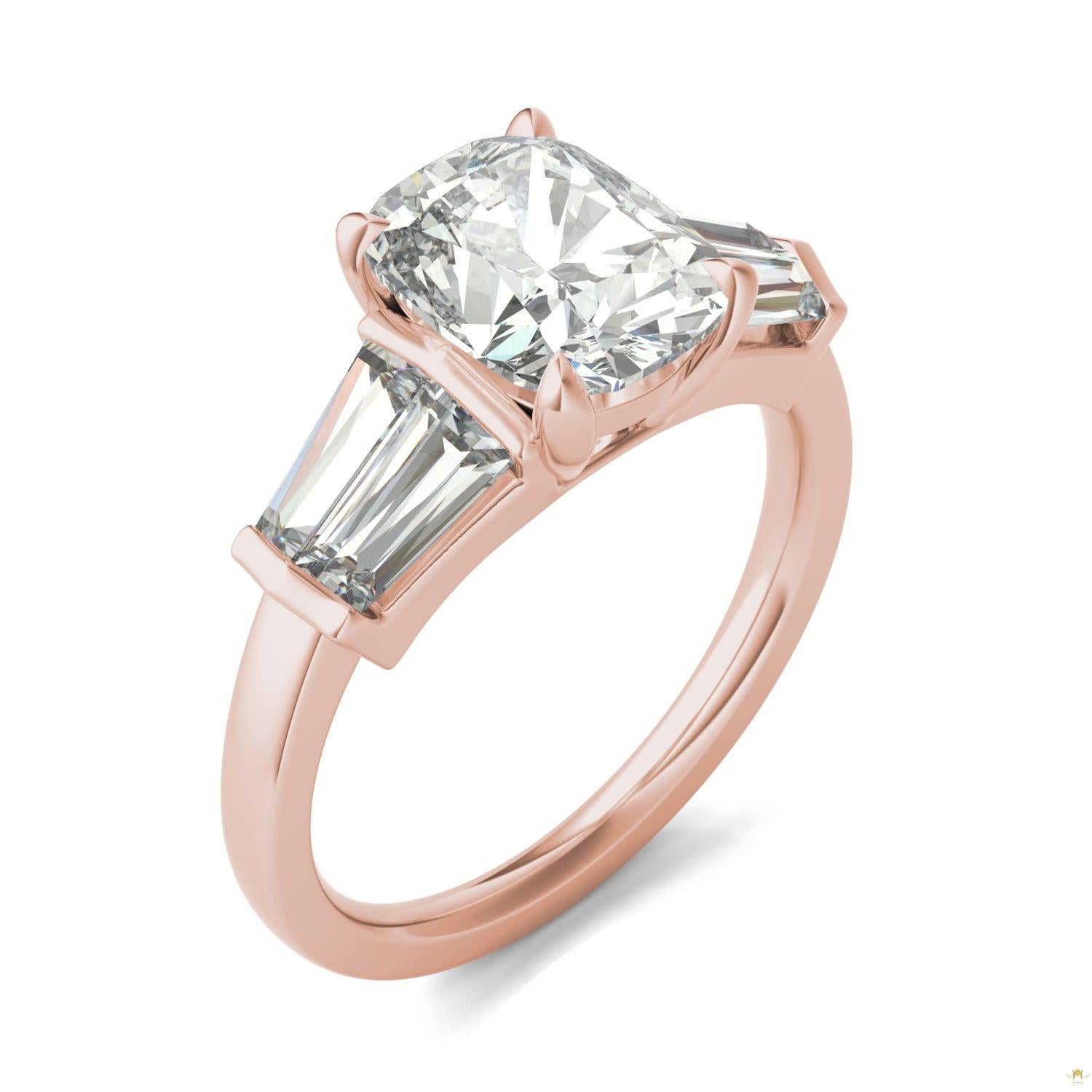 3.46 CTW   Elongated Cushion Moissanite Five Stone Ring in 14K Rose Gold