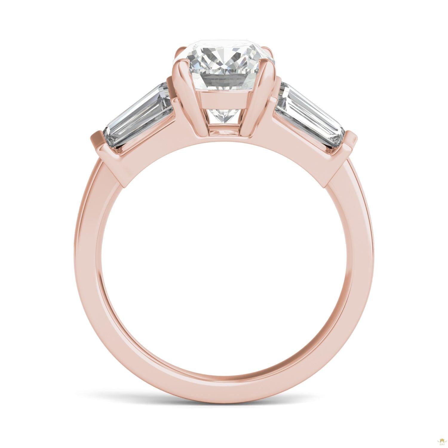 3.46 CTW   Elongated Cushion Moissanite Five Stone Ring in 14K Rose Gold