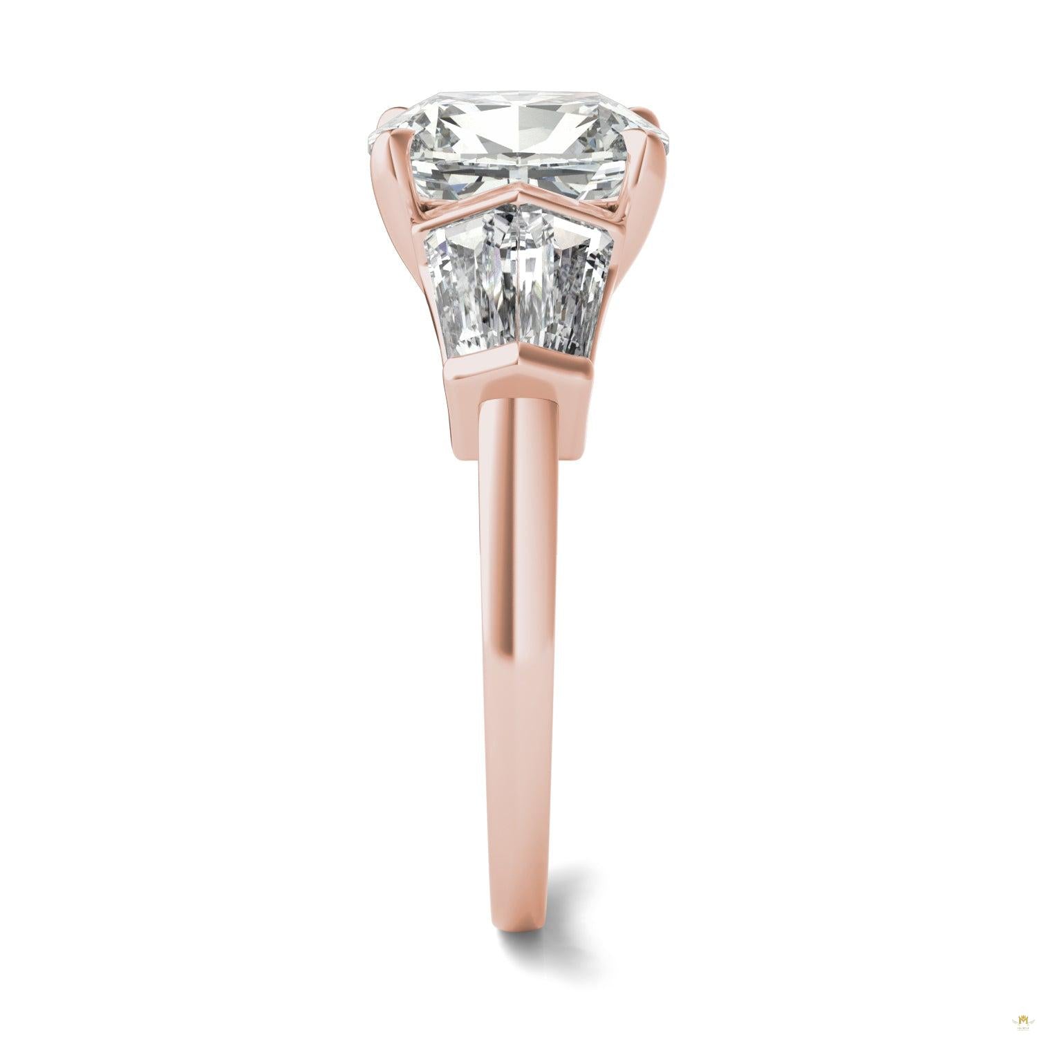 3.46 CTW   Elongated Cushion Moissanite Five Stone Ring in 14K Rose Gold
