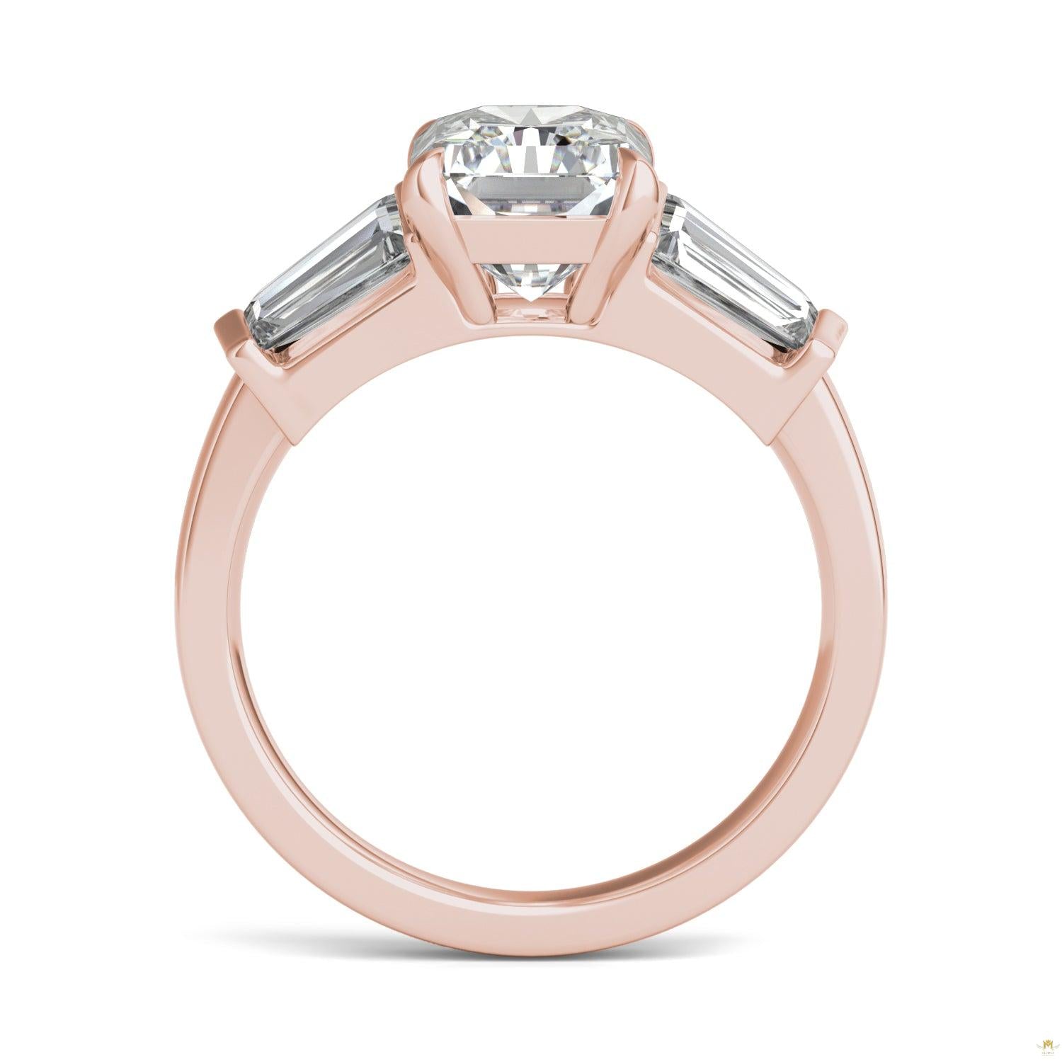 3.86 CTW   Radiant Moissanite Five Stone Ring in 14K Rose Gold