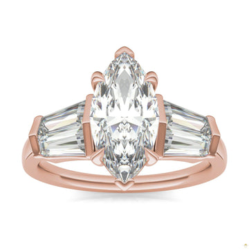 3.36 CTW   Marquise Moissanite Five Stone Ring in 14K Rose Gold