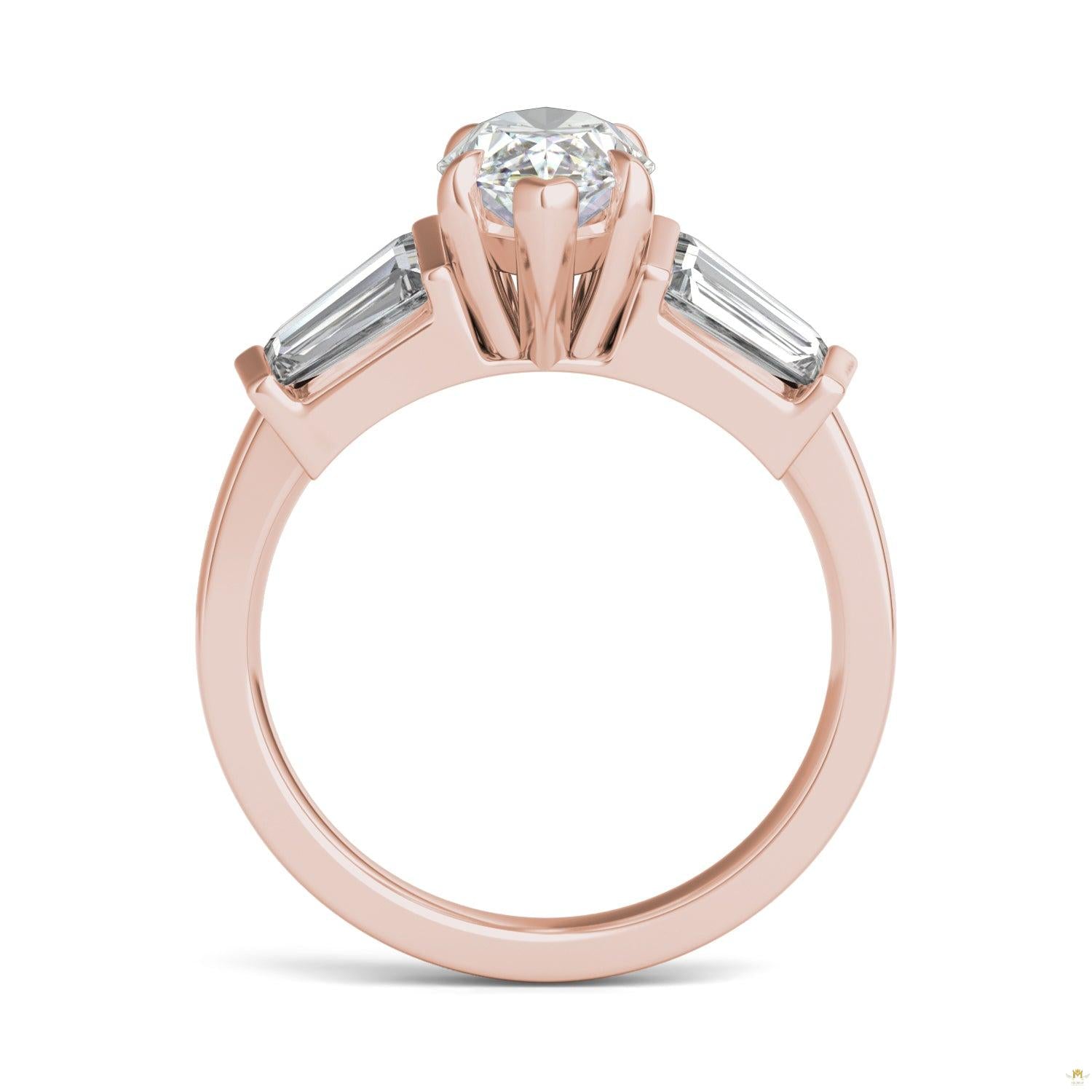 3.36 CTW   Marquise Moissanite Five Stone Ring in 14K Rose Gold
