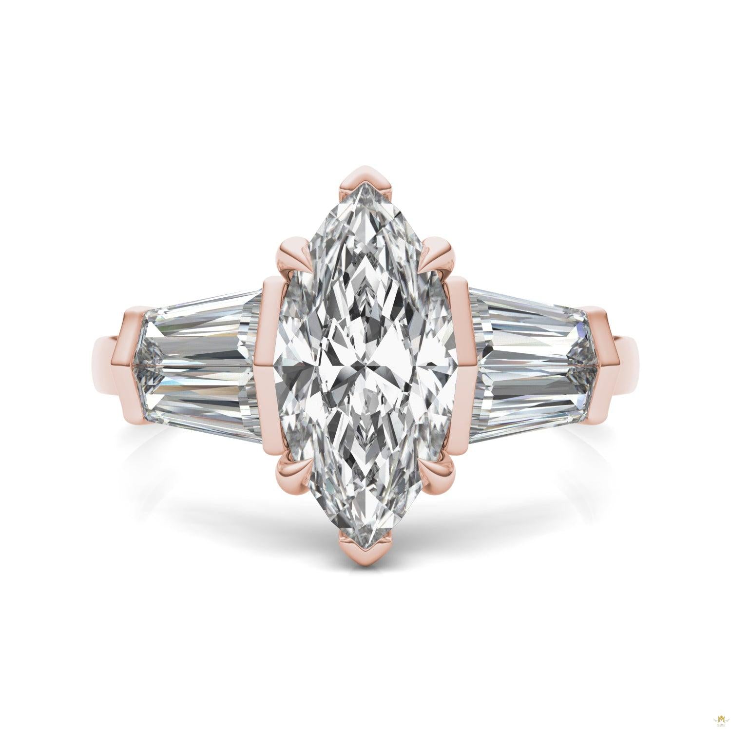 3.36 CTW   Marquise Moissanite Five Stone Ring in 14K Rose Gold