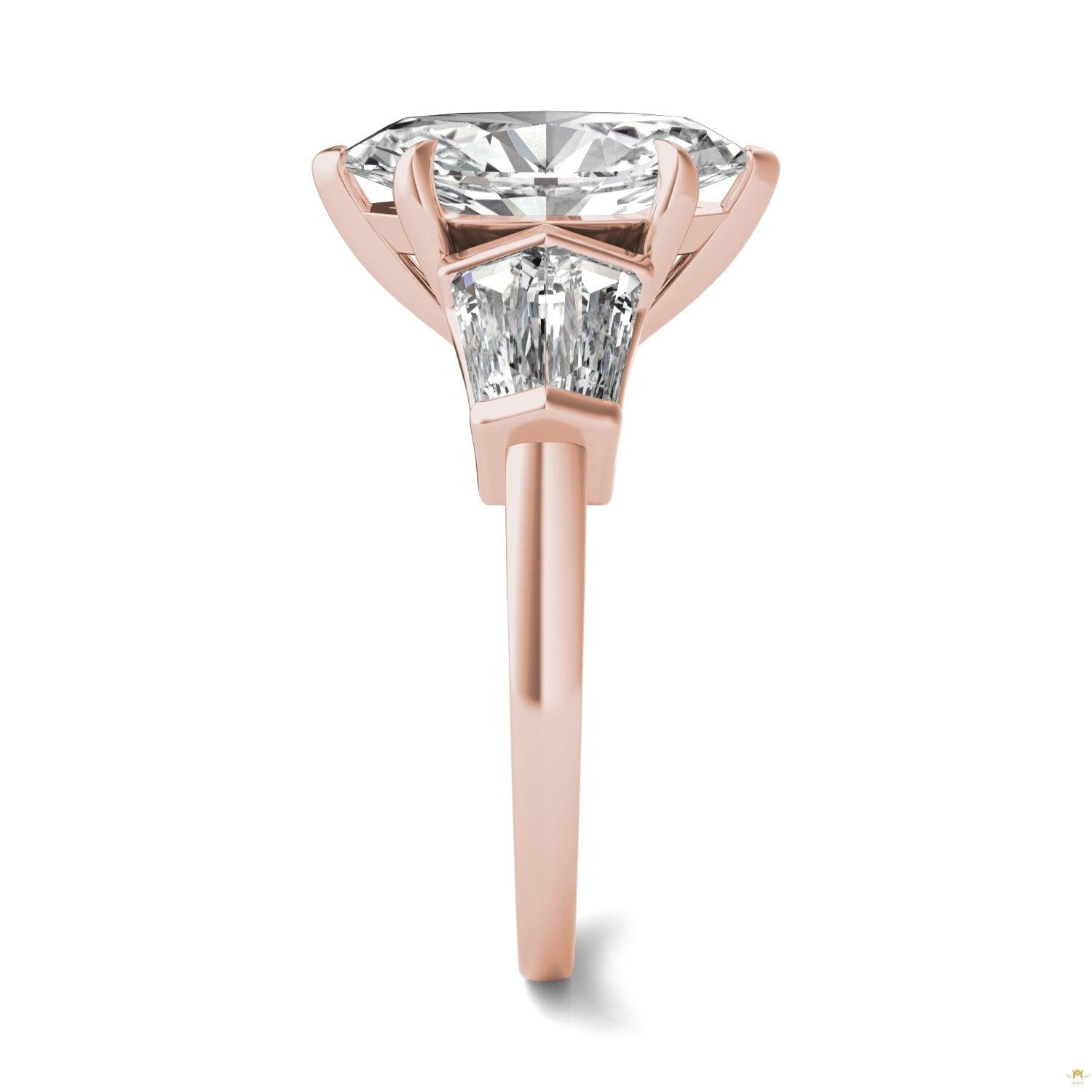 3.36 CTW   Marquise Moissanite Five Stone Ring in 14K Rose Gold