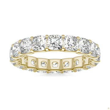 4.18 CTW   Cushion Moissanite Eternity Band in 14K Yellow Gold