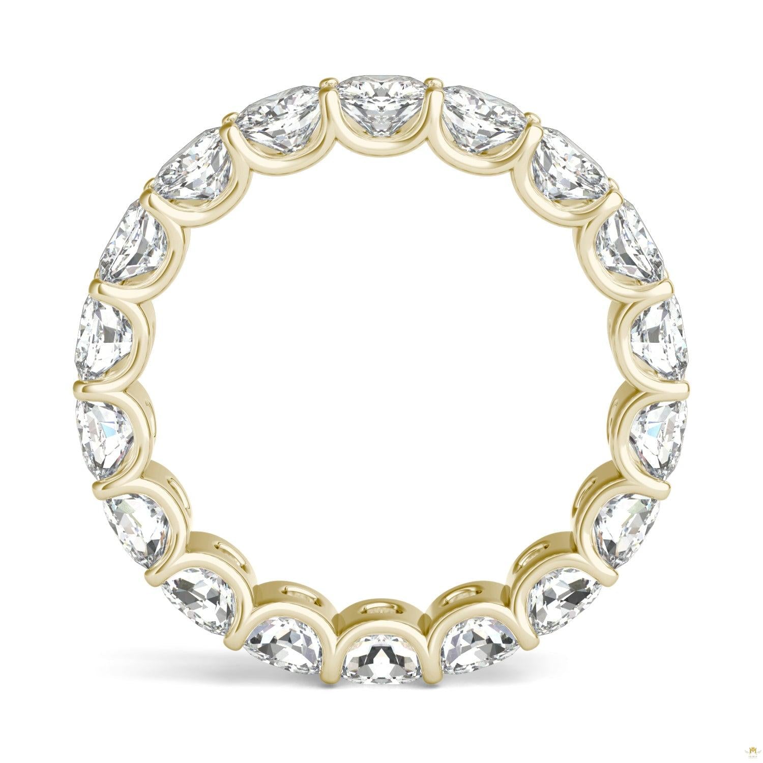 4.18 CTW   Cushion Moissanite Eternity Band in 14K Yellow Gold