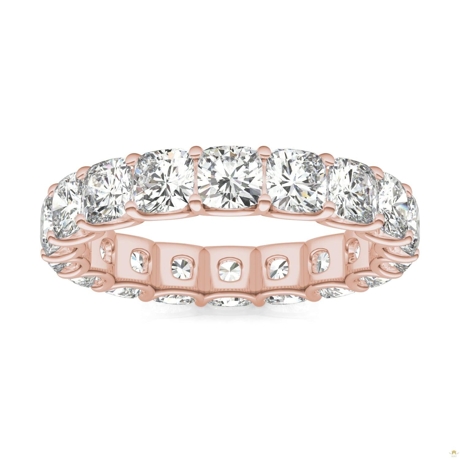 4.18 CTW   Cushion Moissanite Eternity Band in 14K Rose Gold