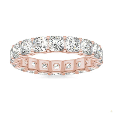 4.18 CTW   Cushion Moissanite Eternity Band in 14K Rose Gold