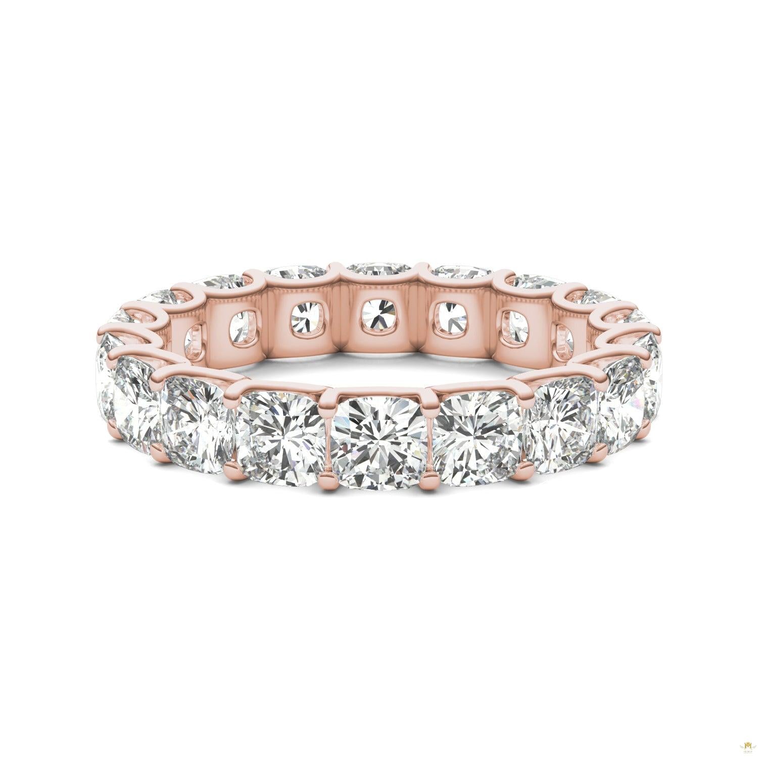 4.18 CTW   Cushion Moissanite Eternity Band in 14K Rose Gold