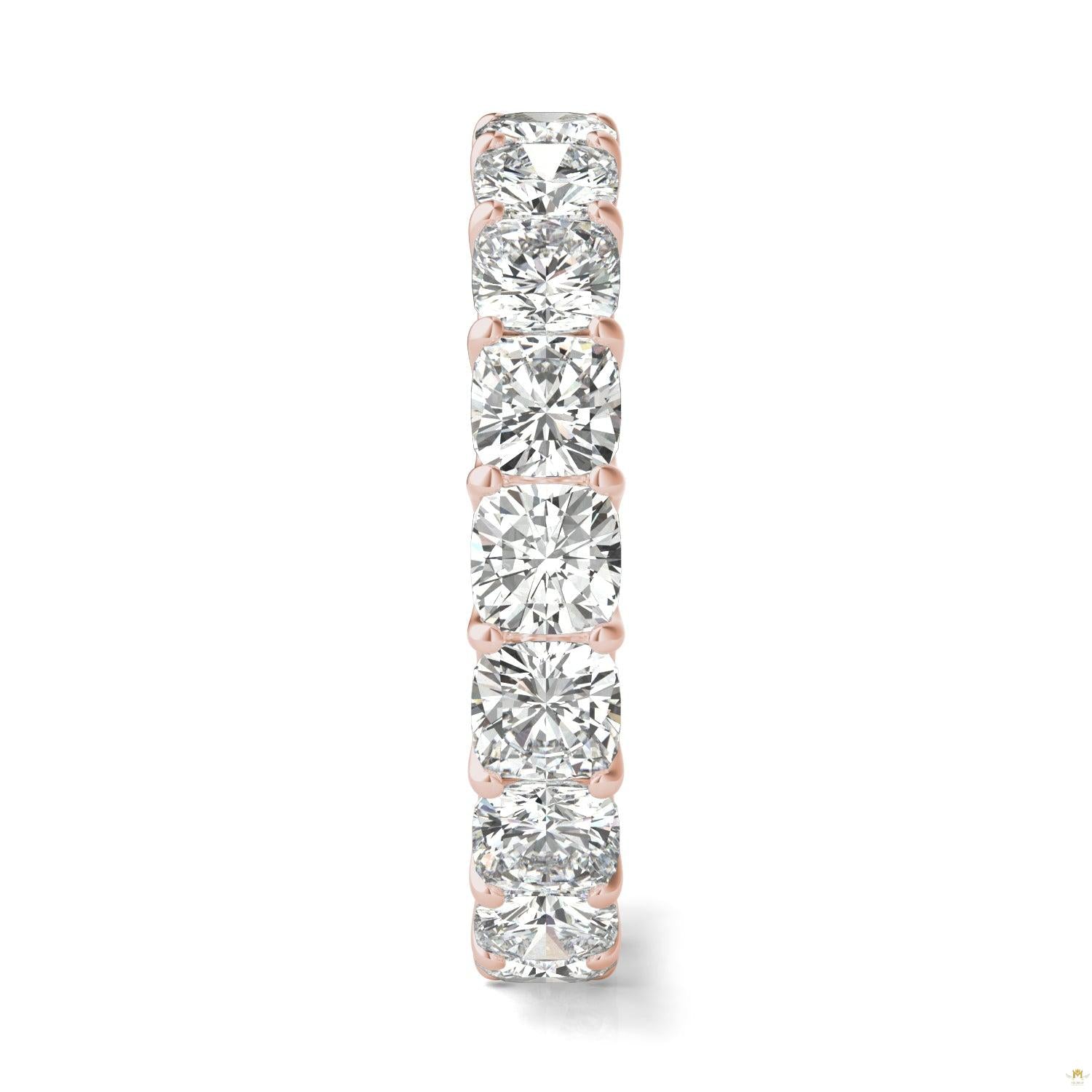 4.18 CTW   Cushion Moissanite Eternity Band in 14K Rose Gold