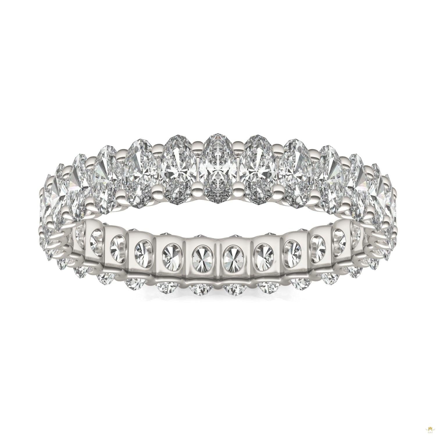 2.90 CTW   Oval Moissanite Eternity Band in 14K White Gold