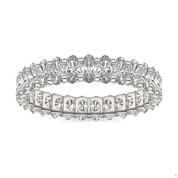 2.90 CTW   Oval Moissanite Eternity Band in 14K White Gold