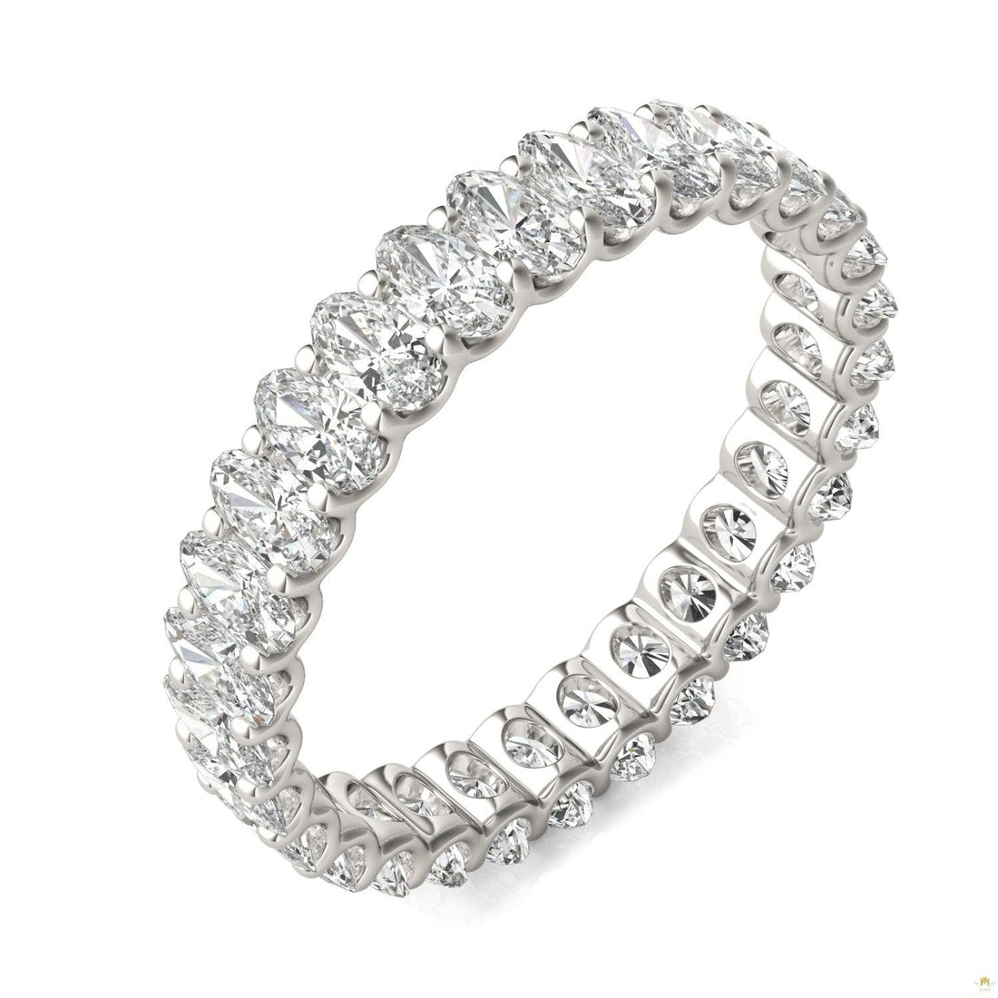 2.90 CTW   Oval Moissanite Eternity Band in 14K White Gold