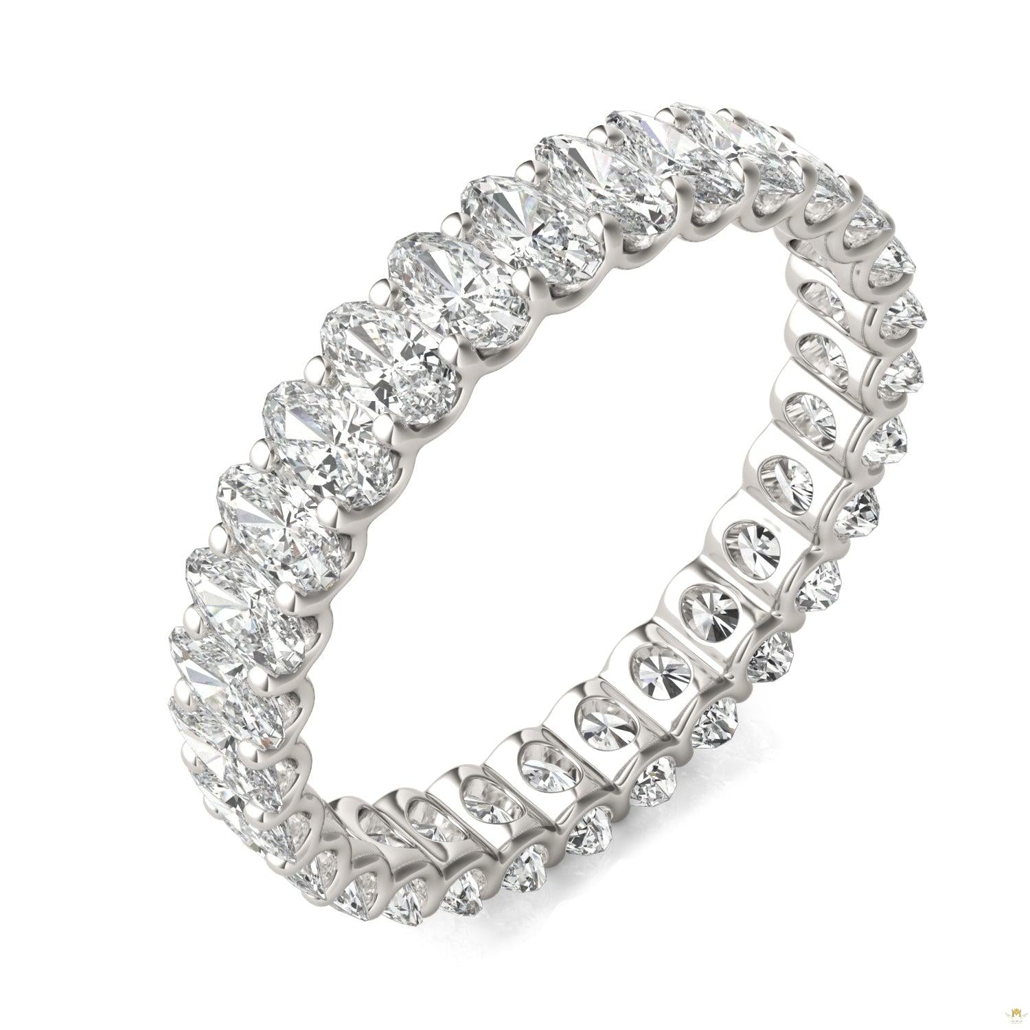 2.90 CTW   Oval Moissanite Eternity Band in 14K White Gold