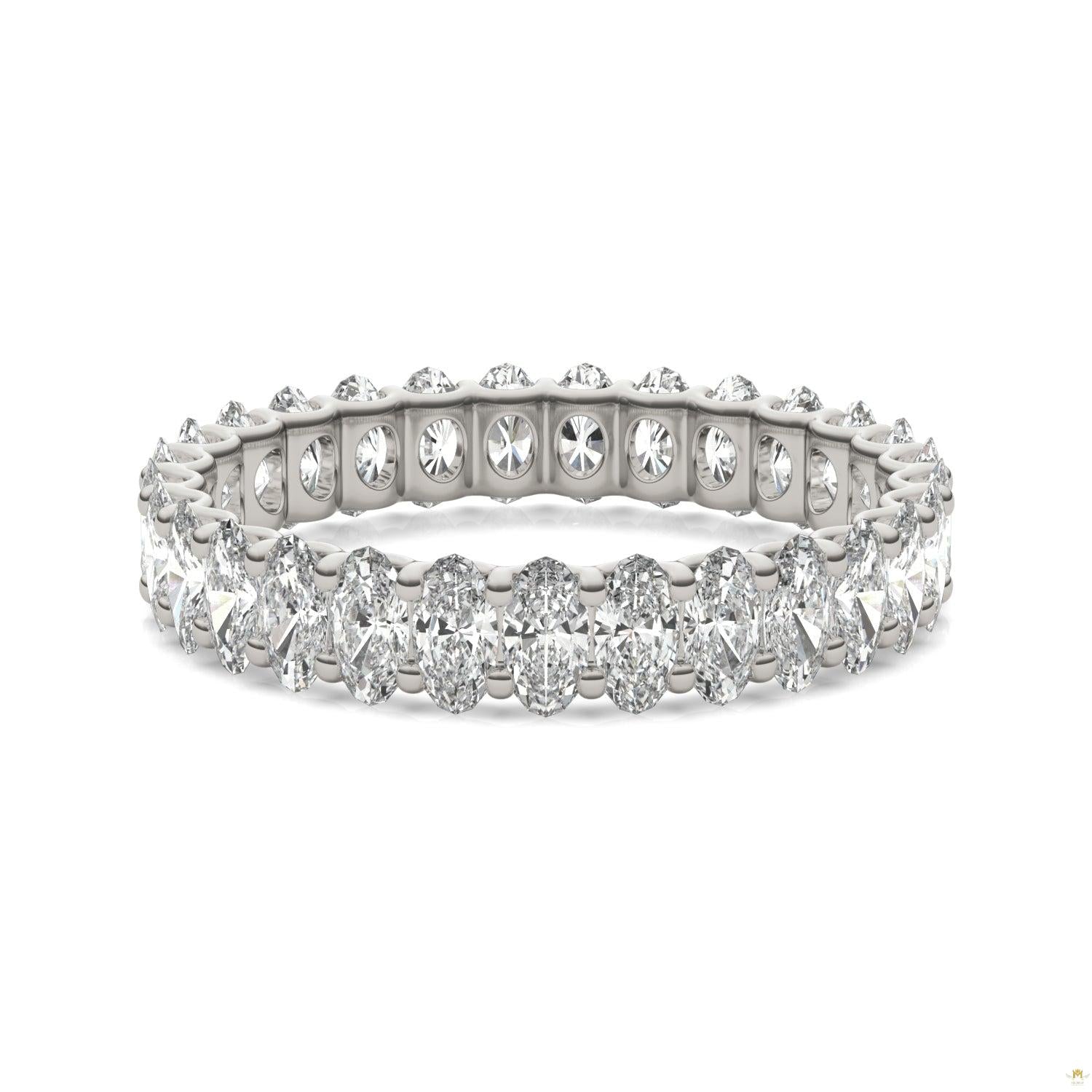 2.90 CTW   Oval Moissanite Eternity Band in 14K White Gold
