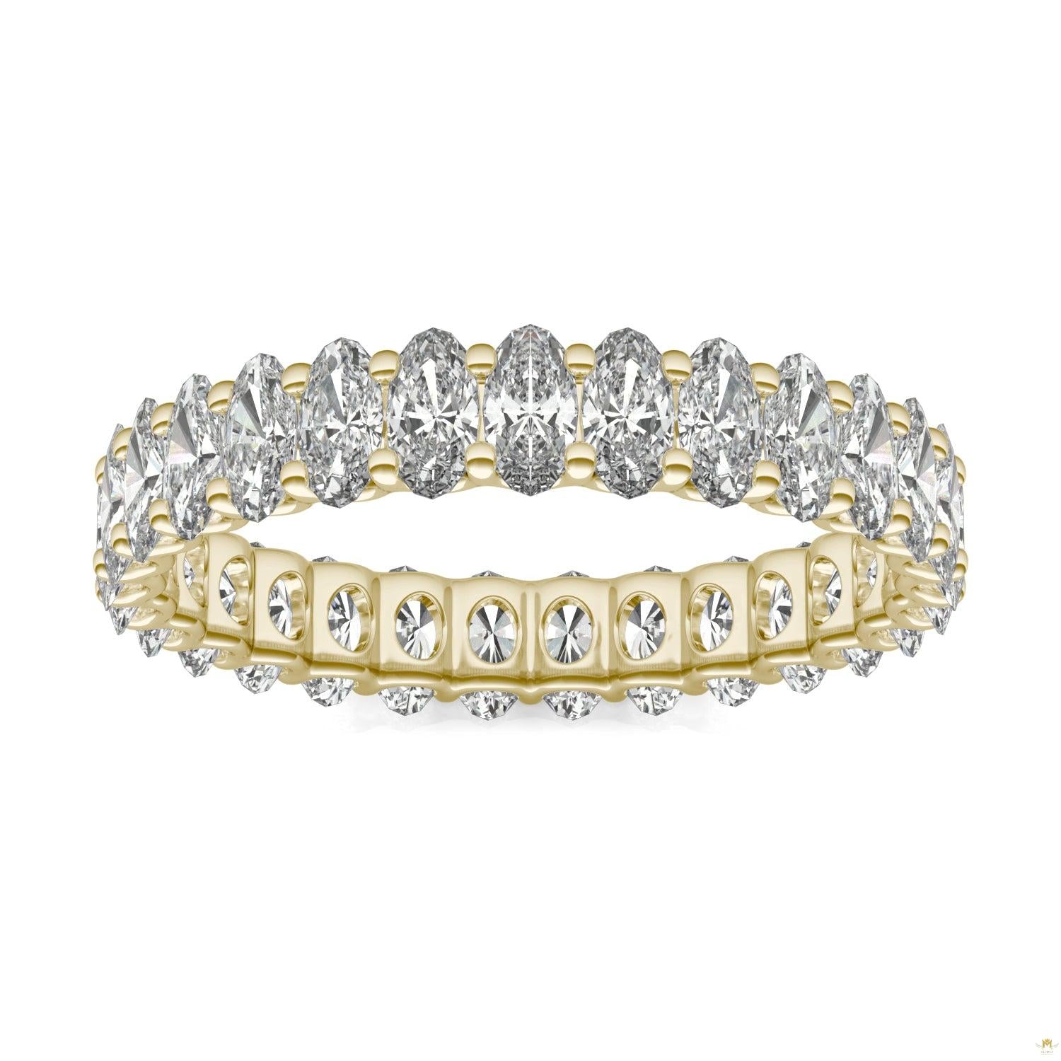 2.90 CTW   Oval Moissanite Eternity Band in 14K Yellow Gold