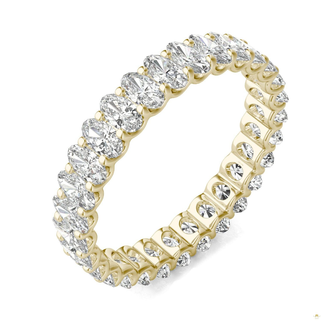 2.90 CTW   Oval Moissanite Eternity Band in 14K Yellow Gold