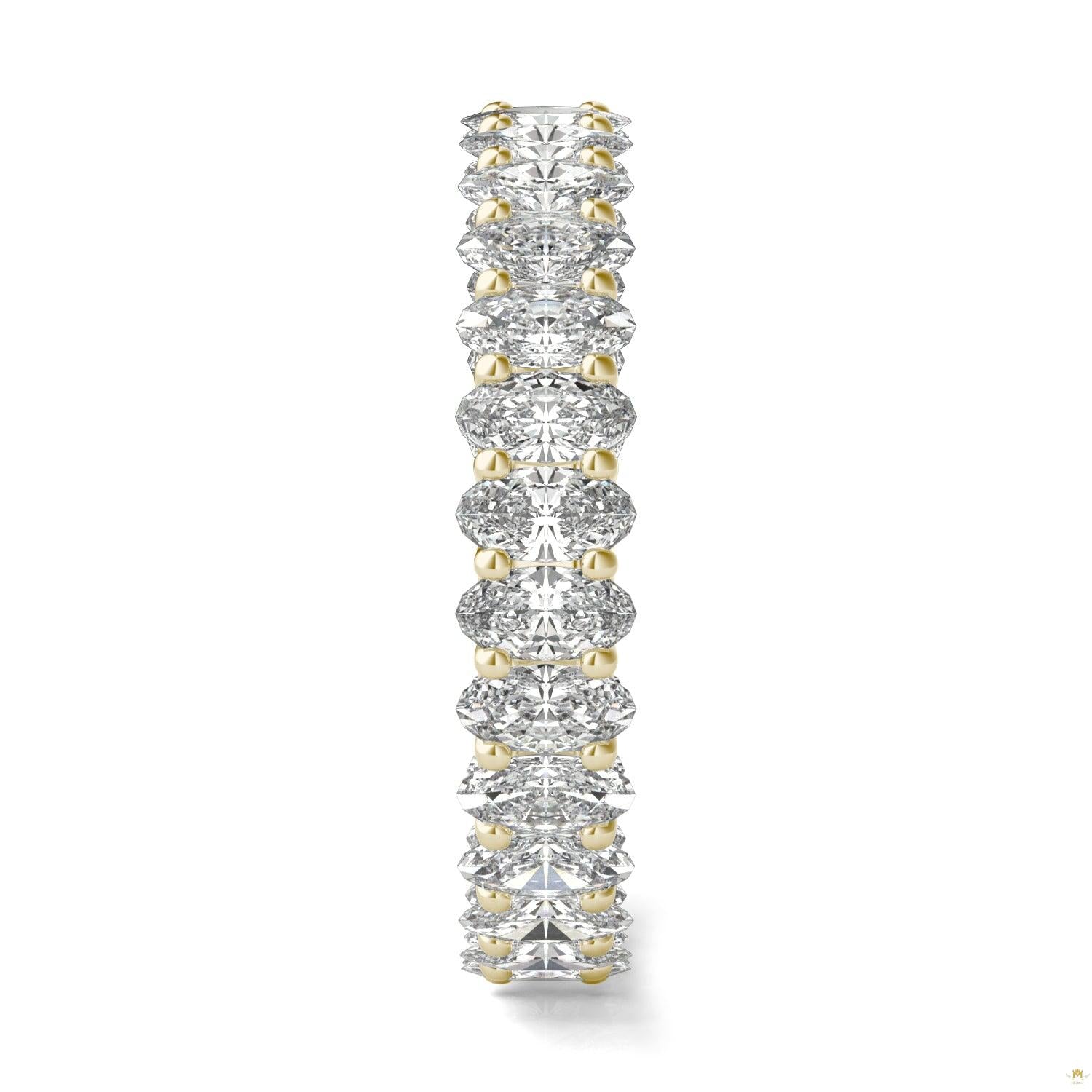 2.90 CTW   Oval Moissanite Eternity Band in 14K Yellow Gold