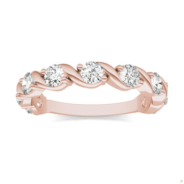 0.90 CTW   Round Moissanite Anniversary Band in 14K Rose Gold