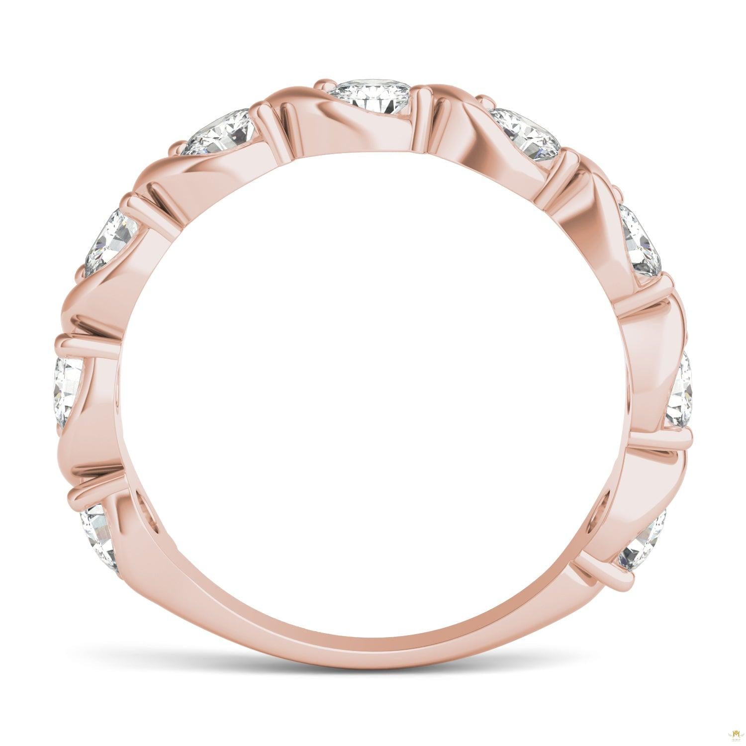 0.90 CTW   Round Moissanite Anniversary Band in 14K Rose Gold
