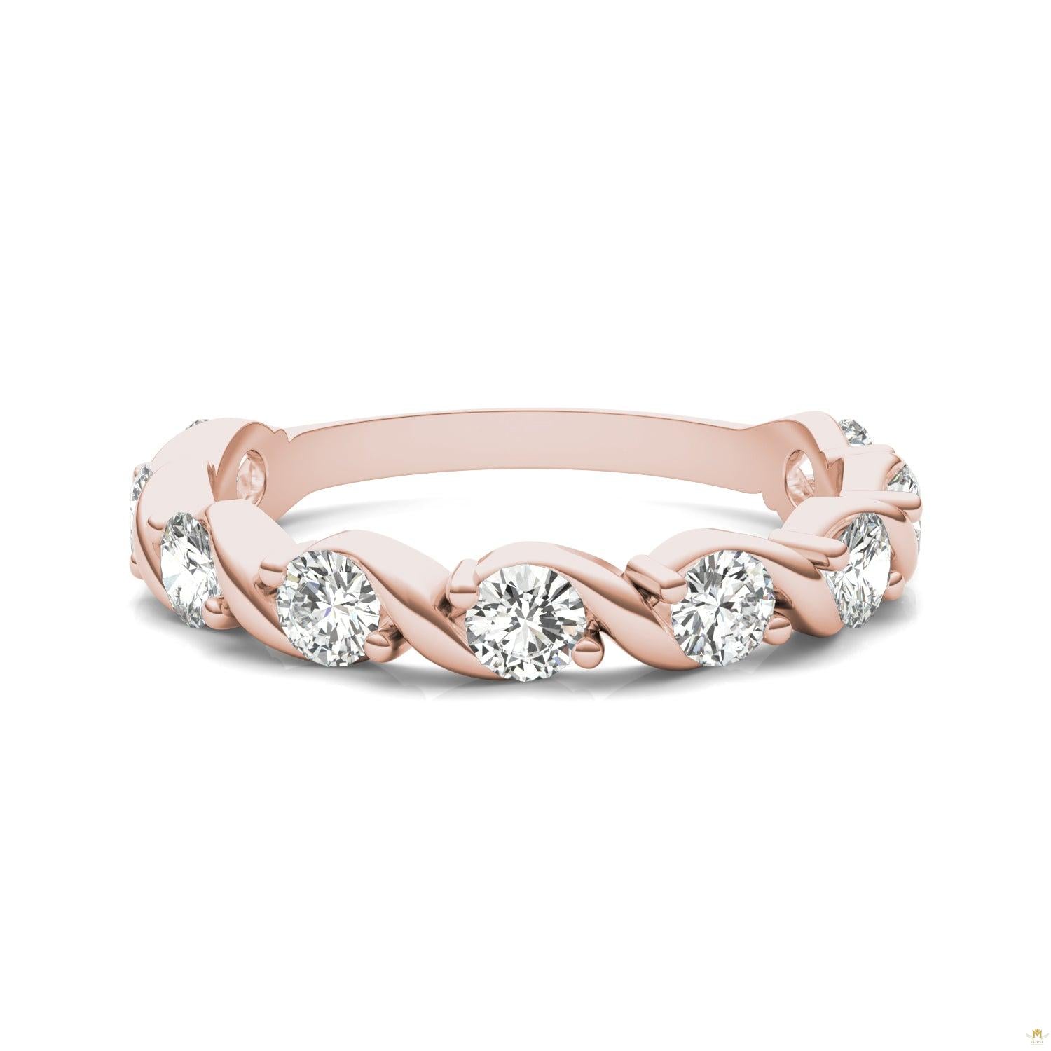 0.90 CTW   Round Moissanite Anniversary Band in 14K Rose Gold