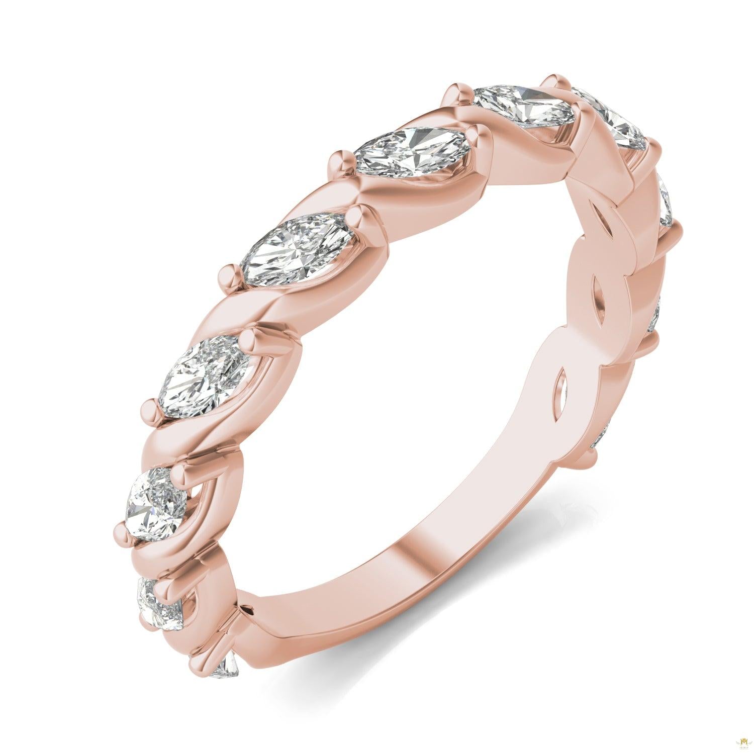 0.77 CTW   Marquise Moissanite Anniversary Band in 14K Rose Gold