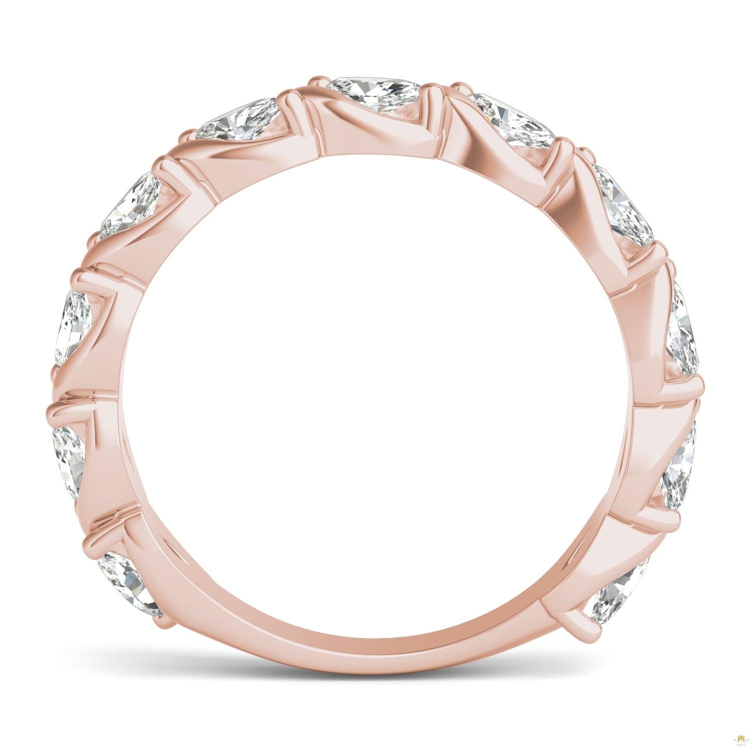 0.77 CTW   Marquise Moissanite Anniversary Band in 14K Rose Gold