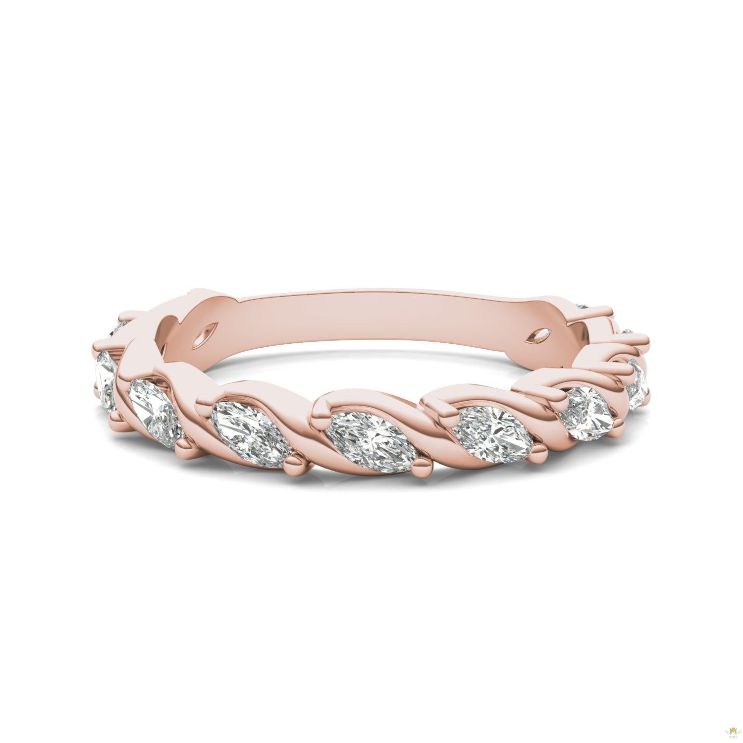 0.77 CTW   Marquise Moissanite Anniversary Band in 14K Rose Gold
