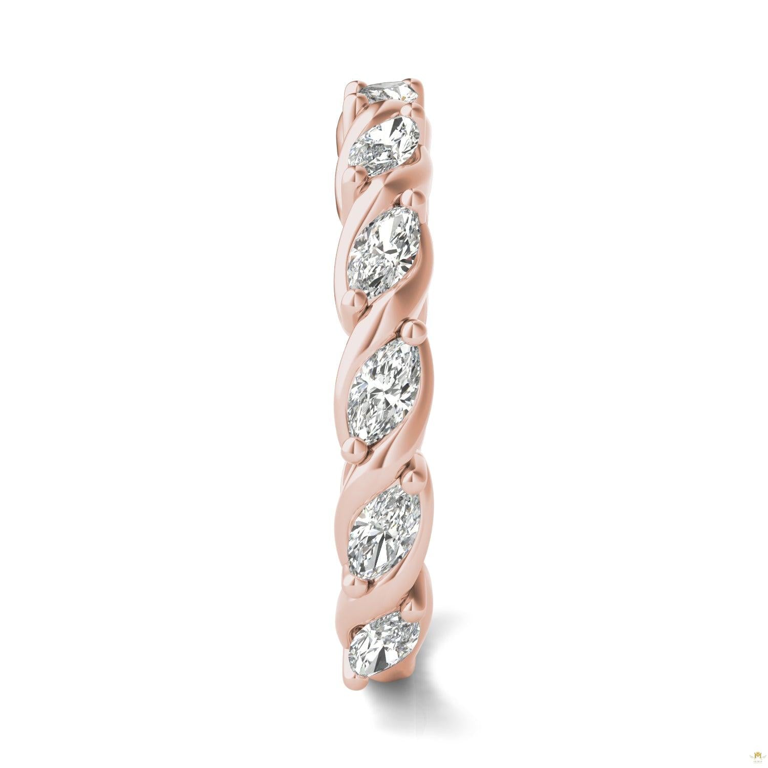 0.77 CTW   Marquise Moissanite Anniversary Band in 14K Rose Gold