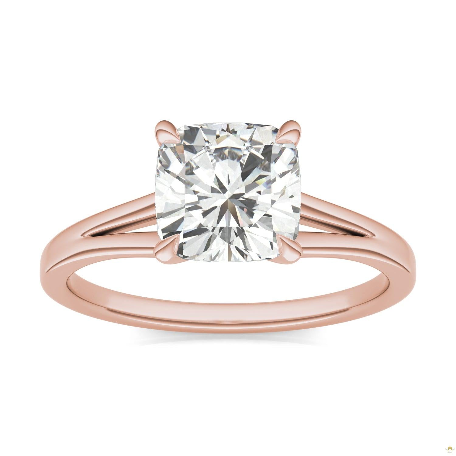 2.06 CTW   Cushion Moissanite Accented Ring in 14K Rose Gold