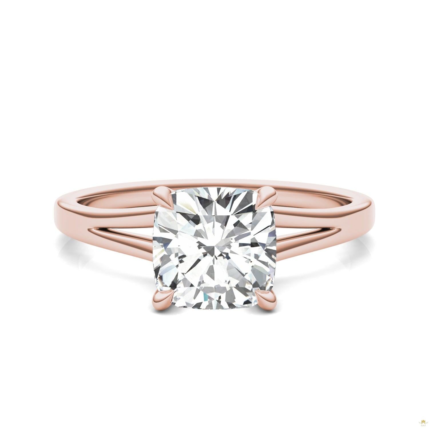 2.06 CTW   Cushion Moissanite Accented Ring in 14K Rose Gold